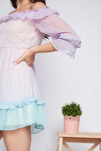 Green & Pink Gathered Straight Dress, Green, image 5